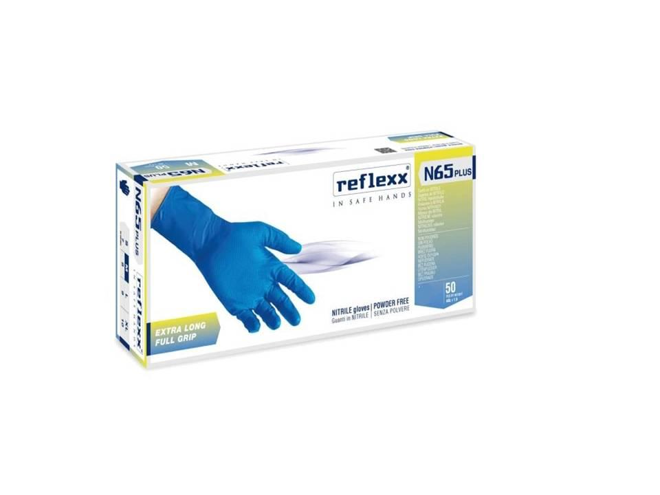 Guanti in Nitrile blu Reflexx N65 EXTRA LONG da 50 Pezzi - Guanti