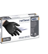 Guanti in nitrile nero reflexx n85 senza polvere full grip da 50 Pezzi gr. 8,4 ultra resistente