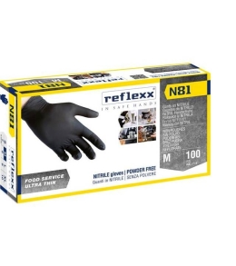 Guanti In Nitrile Neri Senza Polvere Reflexx N81 Reflexx da 100 Pezzi senza silicone
