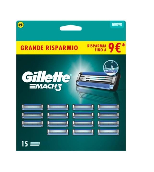 Immagine 1 di Gillette Mach3 ricambi da 15 pezzi pacco risparmio