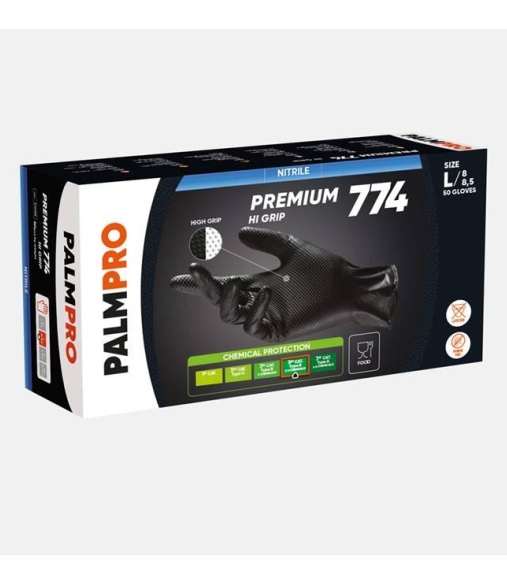 Immagine 0 di Guanti Nitrile Neri Hi Grip premium 774 nitrile Icoguanti da 50 Pezzi