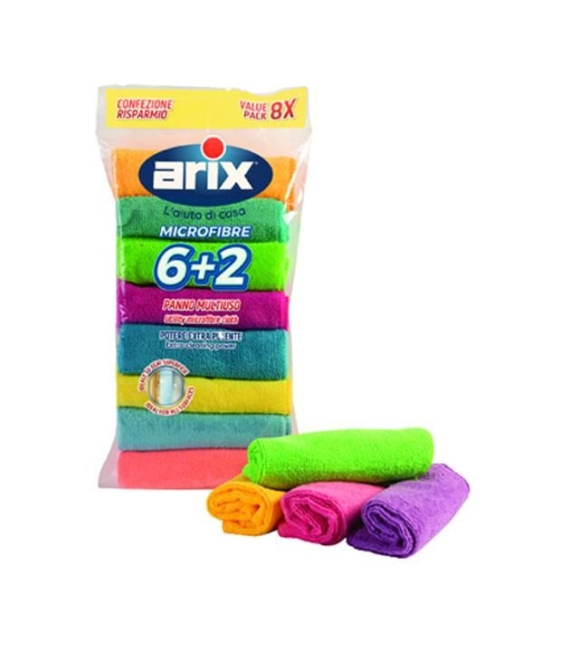 Arix Panno Microfibra Multiuso 6+2 confezione risparmio