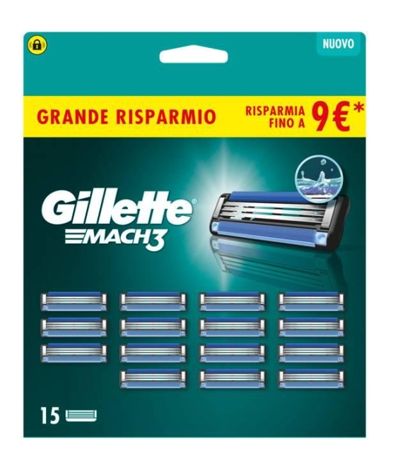 Gillette Mach3 ricambi da 15 pezzi pacco risparmio