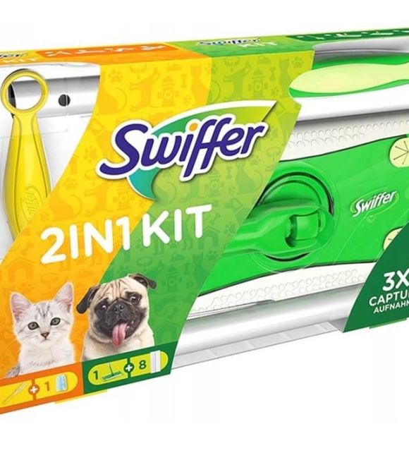 Swiffer Kit Completo Scopa Asta 8 Panni